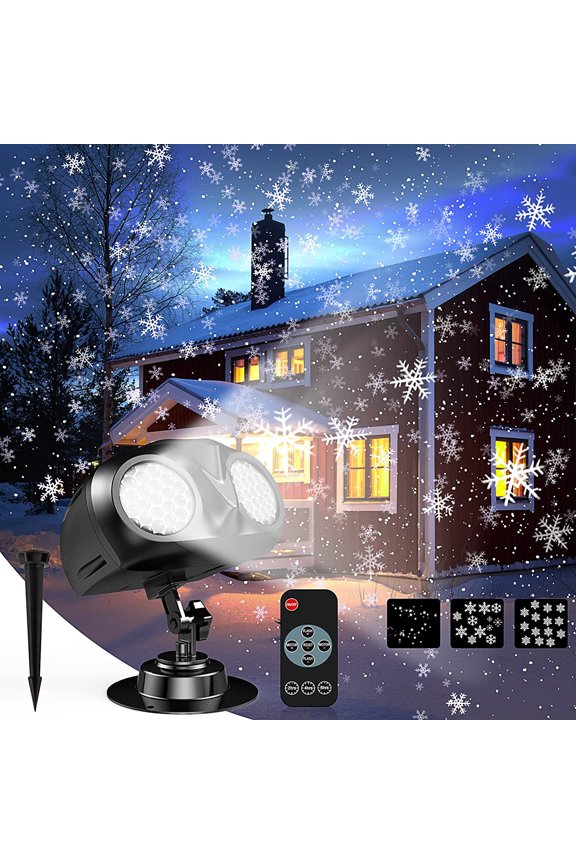 Christmas Snowflake Projector Lights with Remote Control, Updated LED Indoor Outdoor Waterproof Snowfall Projection Lamp for Christmas Xmas Holiday Party Home Decoration