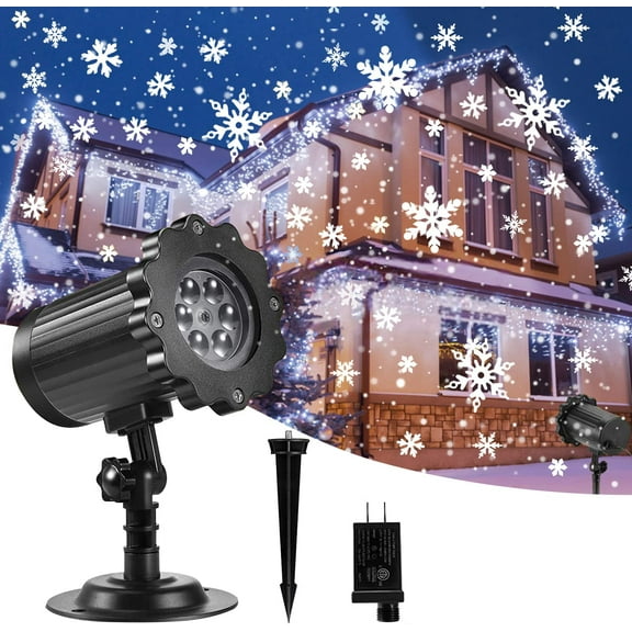 Morttic Christmas Snowflake Projector Lights, Upgrade Rotating LED Snowfall Projection Lamp, Outdoor IP65 Waterproof Snowfall Projector Decorative Lighting for Halloween Xmas Party Gift