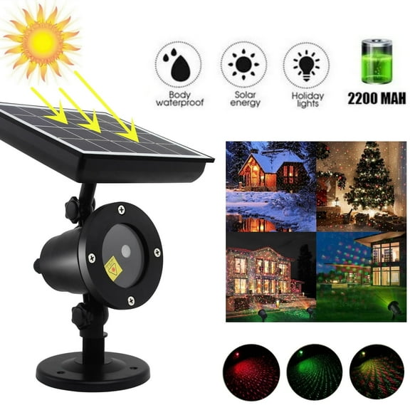 Morttic Christmas Solar LED Projector Laser Lights, Waterproof Green Red Moving Spotlights Lawn Lamp for Xmas Festival Garden Wall Holiday Party Decor