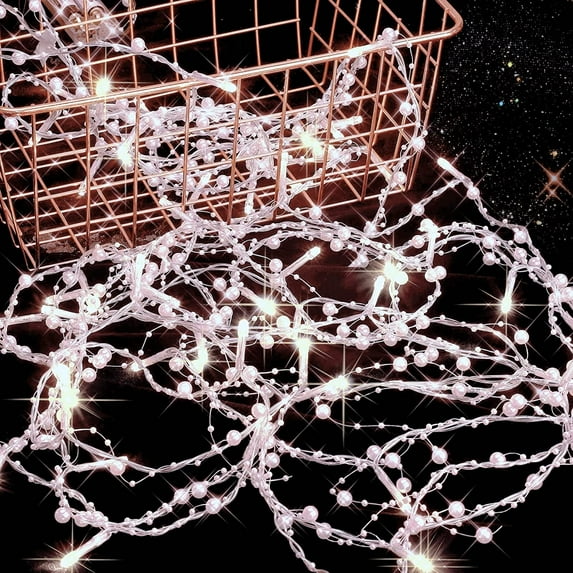 Morttic Christmas String Lights 10FT 30LED Festive Lighted Berry Beaded Garland for Christmas Fireplace Mantel Indoor Outdoor Party Decoration(White)