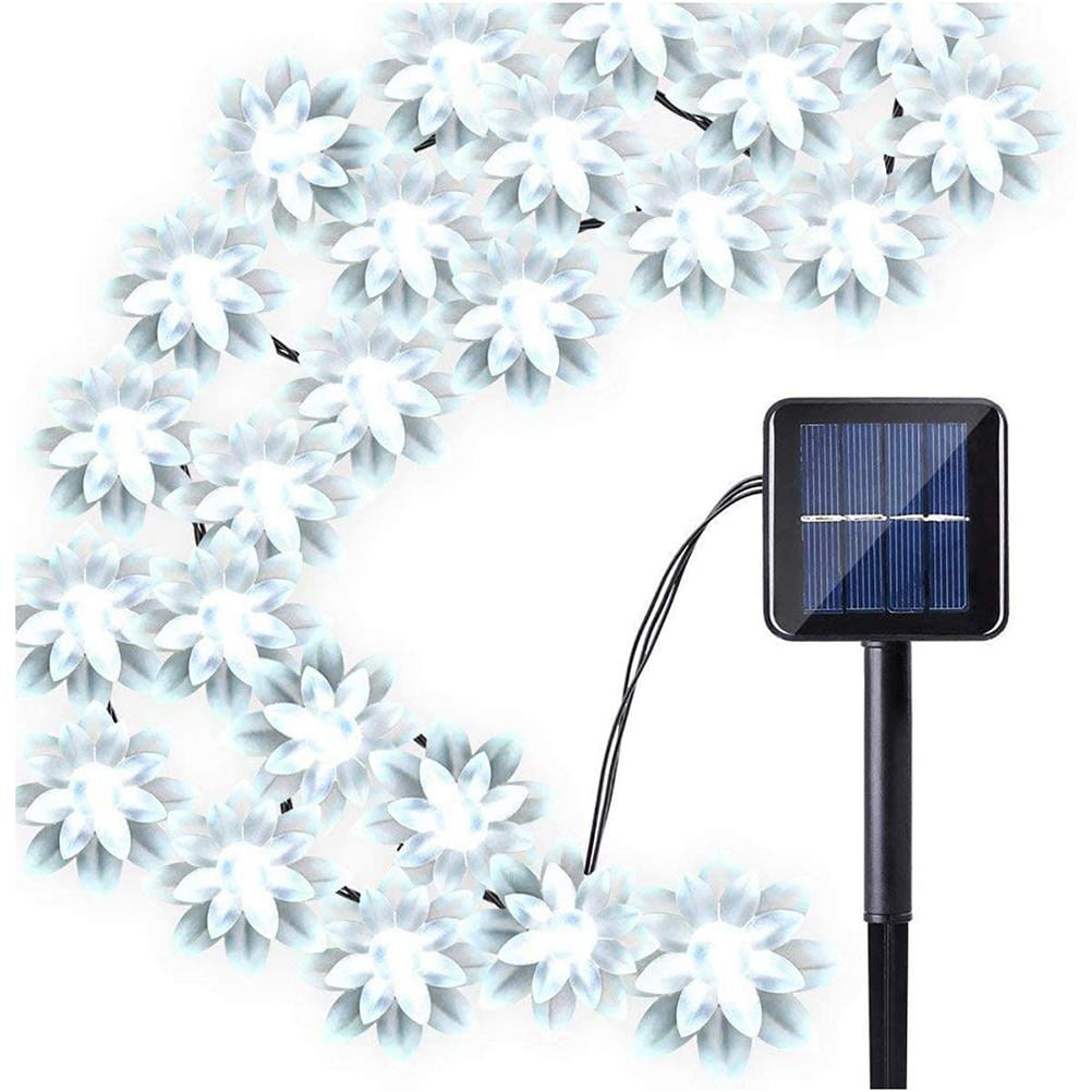 Lotus Light String Morttic Dual-layer Lotus LED String Lights 40ft 100LED Solar Flowers ...