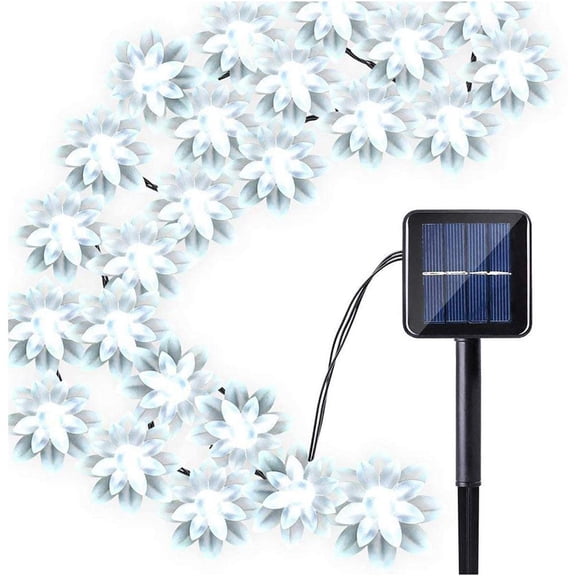 Morttic Dual-layer Lotus LED String Lights 40ft 100LED Solar Flowers Fairy String Light Christmas Garden Home Decoration