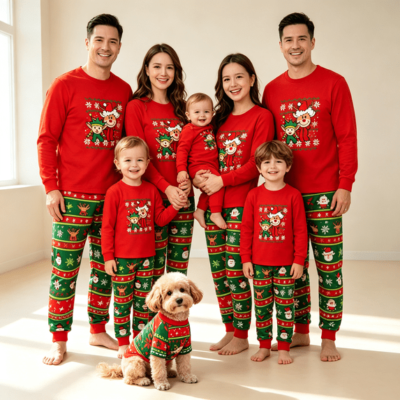 Morttic Family Christmas Pajama Set – Reindeer Print Long Sleeve Top & Pants, Matching Loungewear for Holiday Party & Daily Wear Mom,2XL