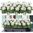 thumbnail image 1 of Morttic Garden Collection 14" Artificial Silk White Geranium Flowers Wedding Bouquet, 4 Pack, 1 of 7