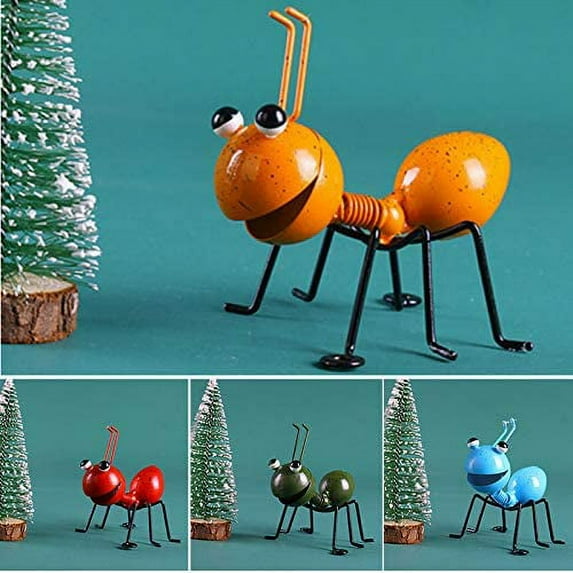 Morttic Garden Ornaments - 3D Ant Garden Decor Set - Metal Ant Yard Wall Decor, for Indoor Bathroom Kid's Room Outdoor, Tree, Porch, Patio, Wall Sculpture(4PCS Ant)