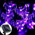 thumbnail image 1 of Morttic Halloween String Lights, 16.4ft 20 LED Purple Bats Waterproof Solar Lights for Halloween Decor, Patio, Lawn, Garden, Yard, 1 of 10