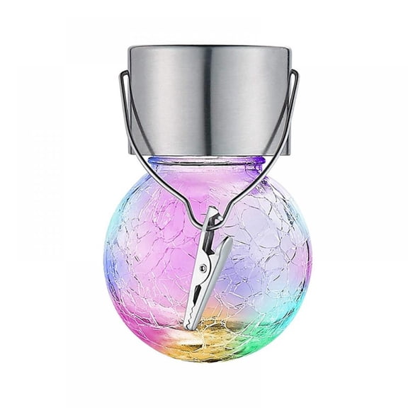 Morttic Hanging Solar Lights Outdoor - Decorative Cracked Glass LED Ball Lights Waterproof Tree Solar Powered Globe Lights with Handle ,for Garden Yard Patio Holiday Decor (Multicolor)