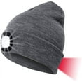 thumbnail image 1 of Morttic LED Beanie Hat with 2 Lights, Unisex LED Beanie Cap Rechargeable Hands Free 3 Modes Brightness LED Headlamp Cap Soft Winter Knitted Warm Hat for Walking Running Camping Hunting (Gray), 1 of 9