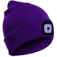 thumbnail image 1 of Morttic LED Beanie Hat with Light, USB Rechargeable 4 LED Headlamp Cap, Warm Winter Knitted Hat with LED Flashlight for Men Women Hiking, Biking, Camping (Purple), 1 of 10