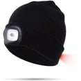 thumbnail image 1 of Morttic LED Beanie Hat USB Rechargeable 8 LED Light Hat Winter Warm Knitted Beanie for Men and Women, Hand Free Front and Rear Lighting Headlamp Cap for Camping, Running, Skiing (Black), 1 of 11