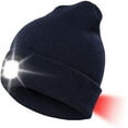 thumbnail image 1 of Morttic LED Beanie Hat USB Rechargeable 8 LED Light Hat Winter Warm Knitted Beanie for Men and Women, Hand Free Front and Rear Lighting Headlamp Cap for Camping, Running, Skiing (Navy), 1 of 11