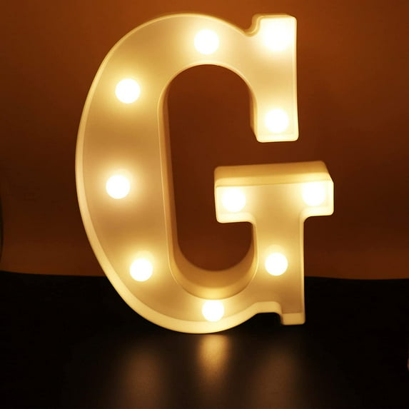 Morttic LED Letter Lights Alphabet Light Up Sign Night Light for Home Party Wedding Decoration - G