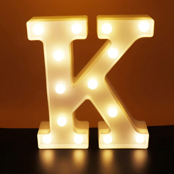 Morttic LED Letter Lights Alphabet Light Up Sign Night Light for Home Party Wedding Decoration - K