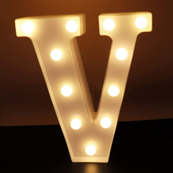 Morttic LED Letter Lights Alphabet Light Up Sign Night Light for Home Party Wedding Decoration - V