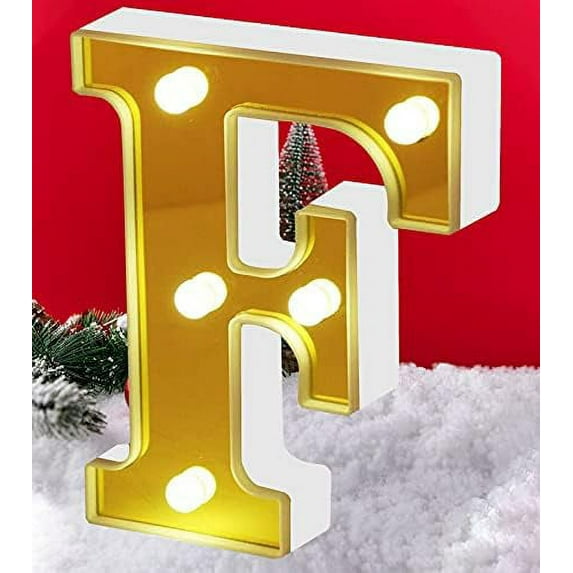 Morttic LED Marquee Letter Lights Alphabet Light Up Sign for Wedding Home Party Bar DIY Decoration - F