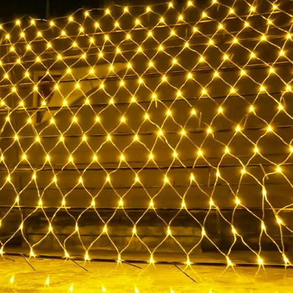 Morttic LED Net Mesh Fairy String Decorative Lights, 200 LED Outdoor Waterproof Net Lights with 8 Lighting Modes for Christmas Wedding Party Holiday Decor (9.8ft x 6.5ft, Warm White)