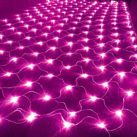 Morttic LED Net Mesh String Fairy Lights,200 LEDs 9.8FT x 6.6FT Net Lights, Plug in Waterproof Mesh Lights for Bushes Garden Patio Christmas Halloween Decorations (Pink)