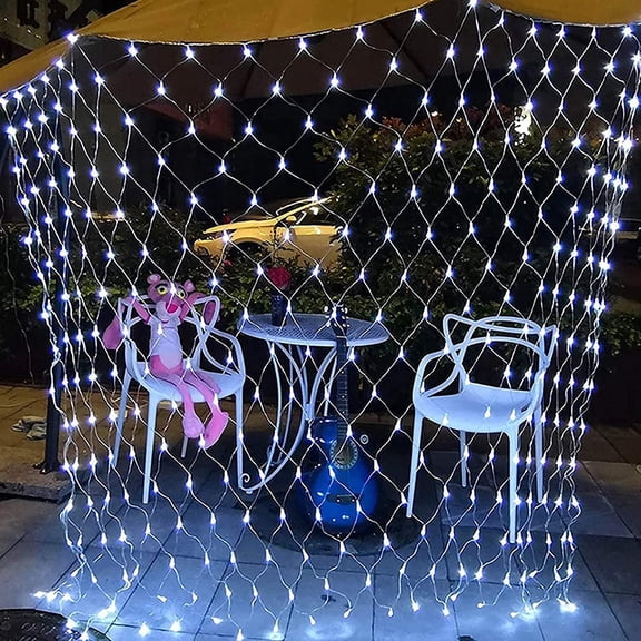 Morttic LED Net Mesh String Fairy Lights,200 LEDs 9.8FT x 6.6FT Net Lights, Plug in Waterproof Mesh Lights for Bushes Garden Patio Christmas Halloween Decorations (Cool White)