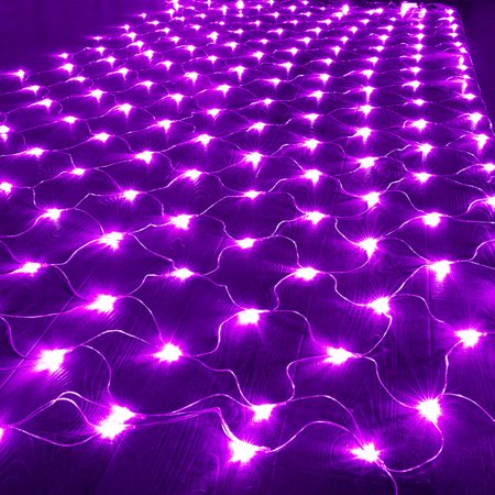 Morttic LED Net Mesh String Fairy Lights,200 LEDs 9.8FT x 6.6FT Net Lights, Plug in Waterproof Mesh Lights for Bushes Garden Patio Christmas Halloween Decorations (Purple)