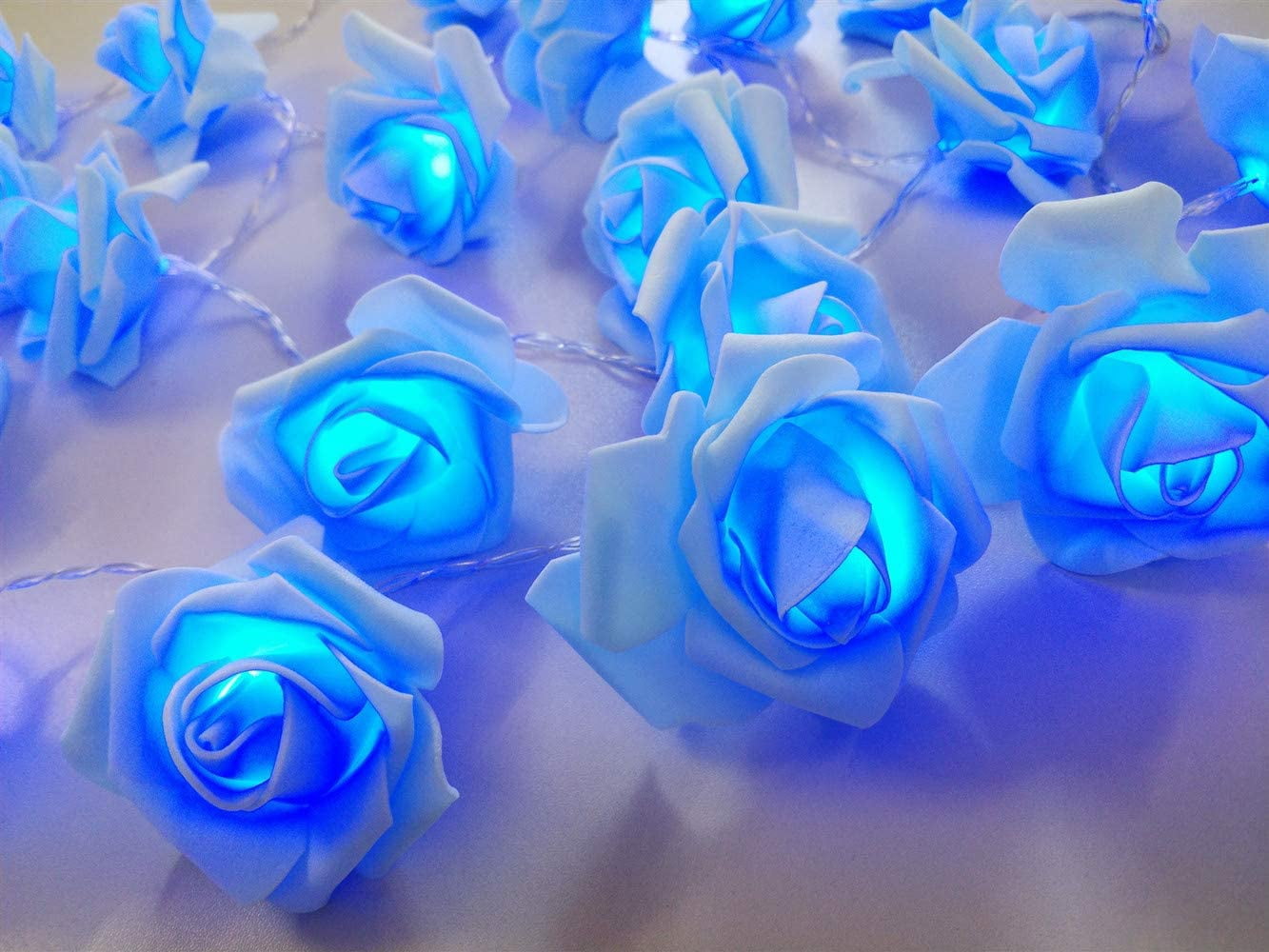 Morttic LED Pink Rose Flower String Lights Battery Operated for Wedding ...