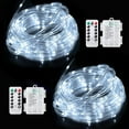 thumbnail image 1 of Morttic LED Rope Lights Battery Operated, 2 Pack Each 39Ft 100 LED Outdoor/Indoor Waterproof Fairy Lights, 8 Modes Dimmable/Timer Tube Lights with Remote for Garden Party Decoration Cool White, 1 of 16
