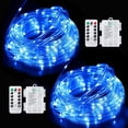 thumbnail image 1 of Morttic LED Rope Lights Battery Operated, 2 Pack Each 39Ft 100 LED Outdoor/Indoor Waterproof Fairy Lights, 8 Modes Dimmable/Timer Tube Lights with Remote for Garden Party Decoration Blue, 1 of 15