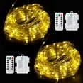 thumbnail image 1 of Morttic LED Rope Lights Battery Operated, 2 Pack Each 39Ft 100 LED Outdoor/Indoor Waterproof Fairy Lights, 8 Modes Dimmable/Timer Tube Lights with Remote for Garden Party Decoration Warm White, 1 of 15
