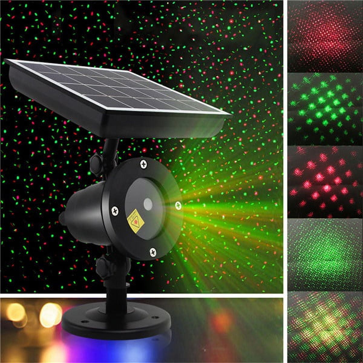 Morttic LED Solar Energy Lights, Christmas Projector Light, Red and Green Rotating Spotlight