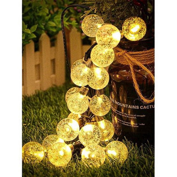 Morttic LED Solar String Lights Crystal Globe Solar Patio Lights String Fairy Light Bulb 5m/7m/12m Waterproof 8 Modes Warm Lights Colorful Lights for Party Wedding Christmas Garden Gazebo Décor
