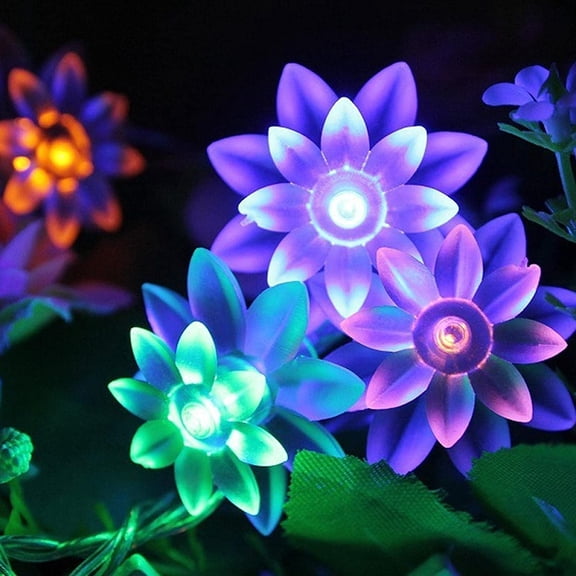 Morttic Lotus Solar String Lights Outdoor,23FT 50LEDs Waterproof Lotus Flower Fairy Twinkle String Lights for Home Garden Christmas Festival Holiday Decor (Multicolor)