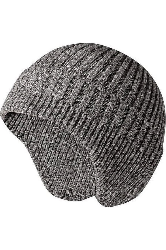 Men Knitted Hat Women Earflap Winter Hats Mens Wool Cap Warm Skull Cap Slouchy with Ear Warmer
