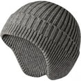 thumbnail image 1 of Morttic Men Knitted Hat Women Earflap Winter Hats Unisex Wool Cap Warm Skull Cap Slouchy with Ear Warmer (Grey), 1 of 4