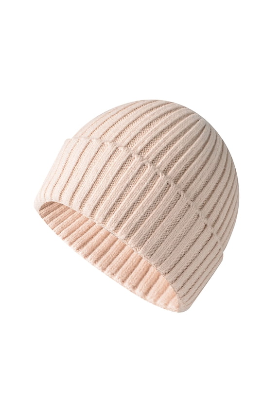 Men Women Beanie Hat Unisex Classic Knit Cuffed Cap Wool Winter Warm Hats (Beige)