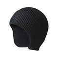thumbnail image 1 of Morttic Men Women Peaked Knit Winter Warm Fleece Lined Cap Hat Beanie Ear Flaps for Work Outdoor Sports Cycling Hiking Running (Black), 1 of 8