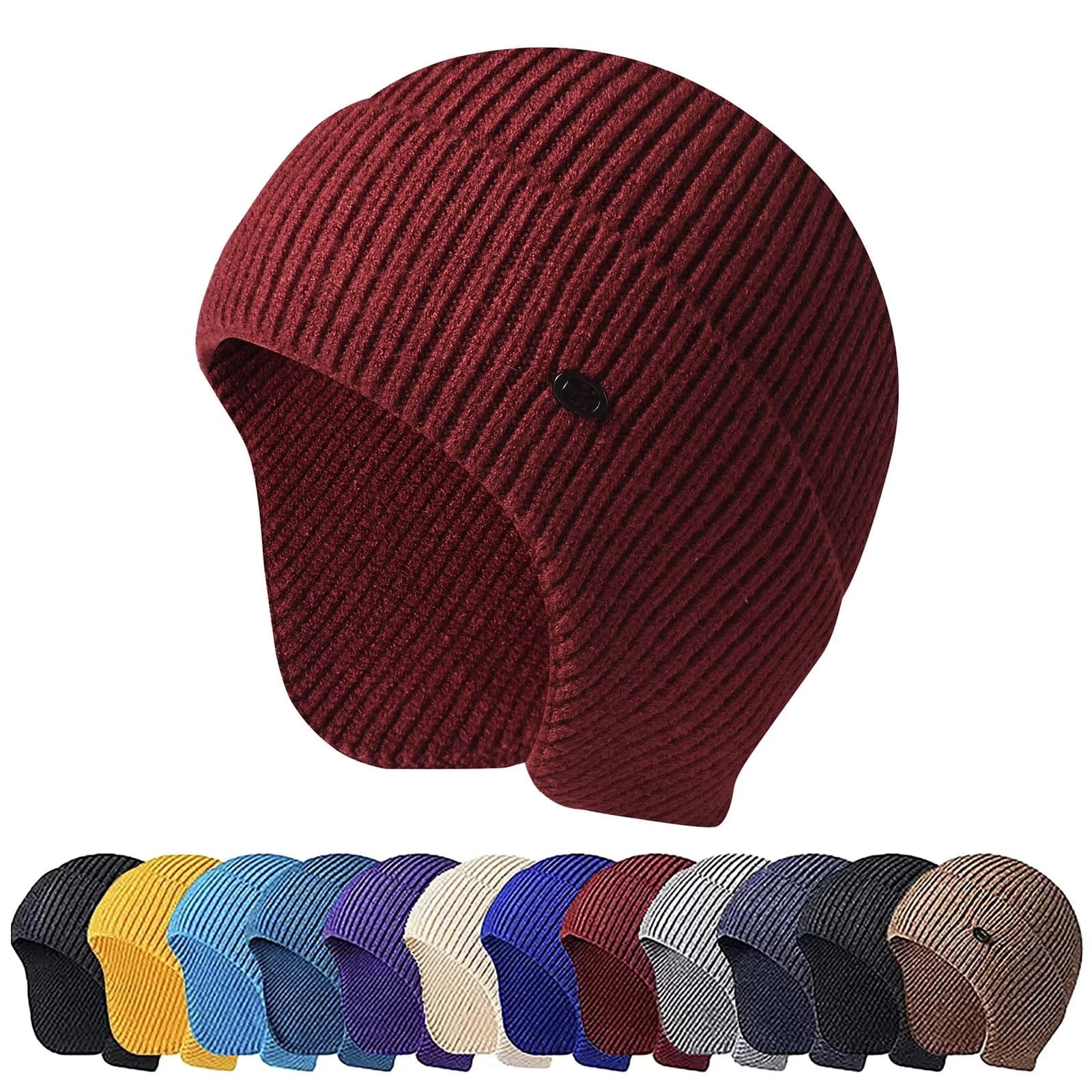 Morttic Men Women Winter Warm Hat Knitted Beanie Ear Flaps 
