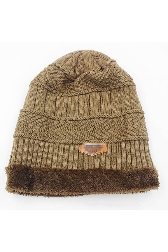 Men's Soft Stretch Knit Lined Thick Warm Ski Cap Women Winter Wool Slouchy Beanies Hat,Khaki