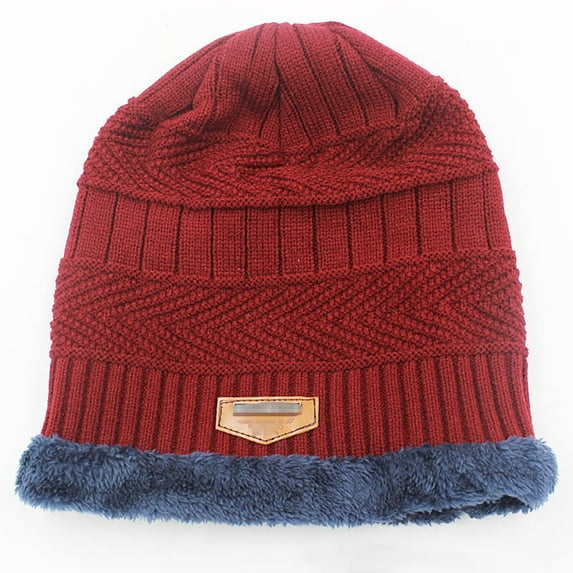 Morttic Men's Soft Stretch Knit Lined Thick Warm Ski Cap Women Winter Wool Slouchy Beanies Hat,Red