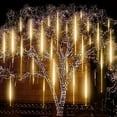 thumbnail image 1 of Morttic Meteor Shower Lights Outdoor, 11.8 Inches 8 Tubes 192 LED Snowfall Lights, Waterproof Meteor Christmas Lights, Hanging Falling Rain Lights for Tree Bushes Holiday Party Xmas Decoration, 1 of 6