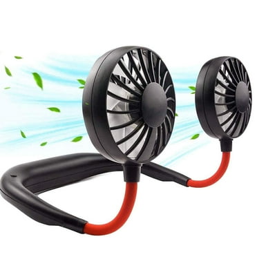 Morttic Portable Neck Fan, Hand Free Personal Hanging Neck Sports Fan USB Rechargeable (3 Speed Adjustable) Wearable Cooling Head Fan,360 Degree Free Rotation for Traveling, Sports,Black