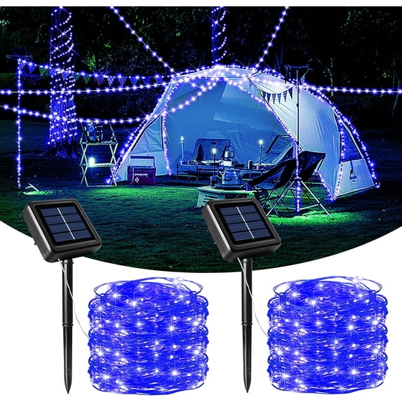 Morttic Solar Christmas String Lights Outdoor ,72FT 200 Led Solar Fairy Lights with 8 Lighting Models, Waterproof Copper Wire Light for Garden Patio Tree Wedding Party Holiday, Blue