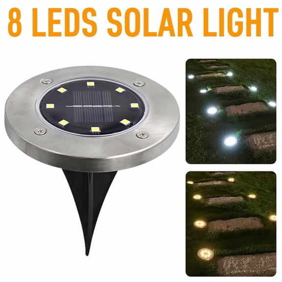 Morttic Solar Ground Lights 8 LED, Outdoor Solar Disk 8 Led Solar Lights, IP65, for Yard Patio Xmas Decor