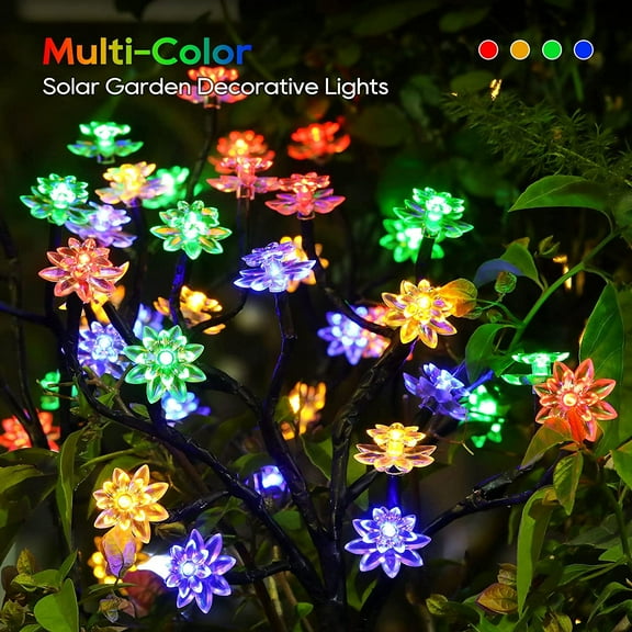Morttic Solar Powered Decorative Flower Tree Lights Tree, LED Waterproof Landscape Lights for Outdoor Garden Pathway Patio Front Yard Christmas Decor