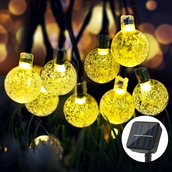 Morttic Solar String Lights Outdoor, 30 LED 21.3Ft Fairy Crystal Ball String Lights, 8 Modes Solar Powered Globe String Lights Waterproof for Garden, Fence, Party, Wedding, Christmas (Warm White)