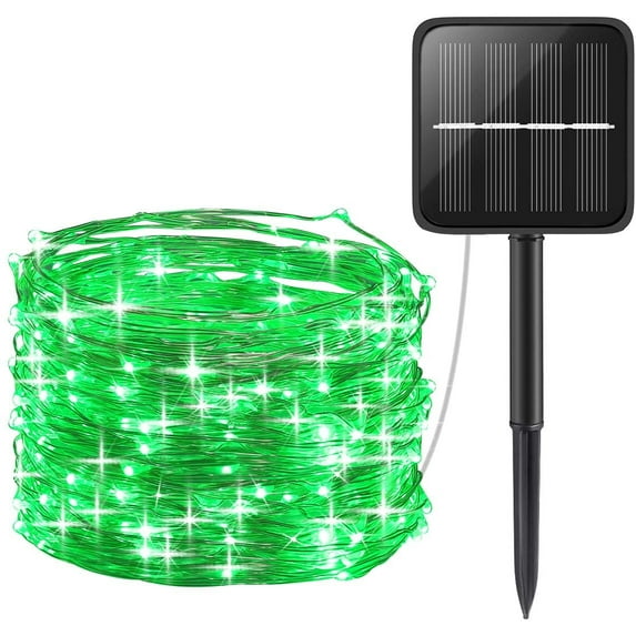 Morttic Solar String Lights Outdoor, 33Feet 100 LED Copper Wire Lights, Solar Powered Fairy Lights, Waterproof Solar Christmas Decoration Lights for Garden Yard Party Wedding (Green)