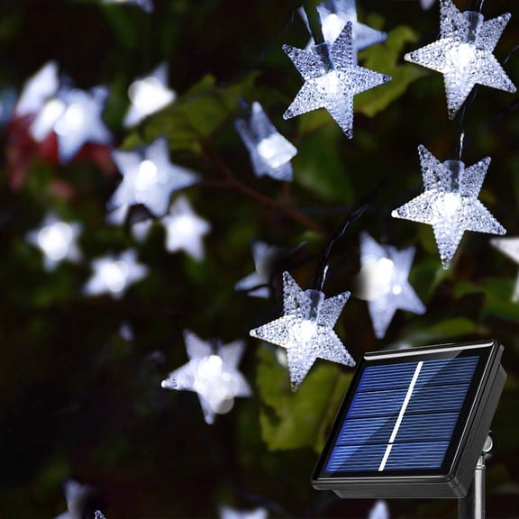 Morttic Solar String Lights Outdoor, Solar Powered Star String Lights, 16.4ft 20LED 8 Modes Waterproof Christmas String Lights for Gardens Patio Landscape Xmas Tree Decorations (Cool White)