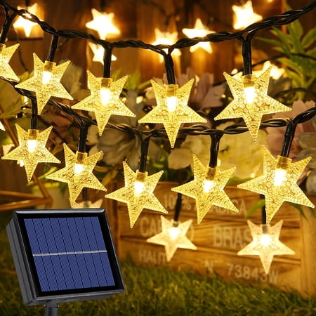 Morttic Star Solar String Lights, 100 LED 39ft Solar Lights Outdoor, 8 Modes Waterproof Solar Fairy Light Star Twinkle Light with Memory for Balcony Party Patio Garden Yard & Home Decor (Warm White)