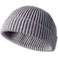 thumbnail image 1 of Morttic Unisex Winter Trawler Beanie Hat Short Retro Ribbed Fisherman Skullcap Knit Cuff Beanie Cap(Gray), 1 of 6