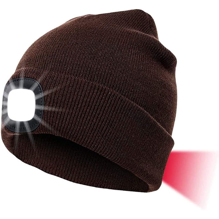 USB Rechargeable LED Beanie Hat with Light, 3 Brightness Levels, Unisex Winter Unisex Warm Winter Knit Beanie Hat with LED Light USB  main image 2