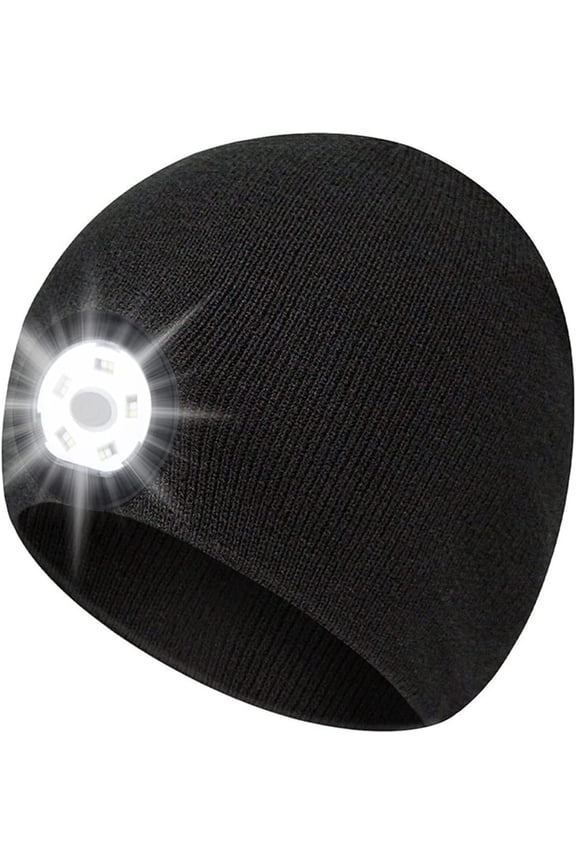 Unisex Beanie Hat with LED Light, USB Rechargeable 5 LED Headlamp Cap, Winter Warm Knitted Hat for Outdoor Fishing,Hiking,Running