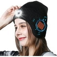 thumbnail image 1 of Morttic Bluetooth Beanie Hat with Light, Built-in Microphone and Stereo Speakers Upgrade Musical Knitted Hat, Unisex USB Rechargeable Headphones Hat,LED Headlamp Cap for Men Women Black, 1 of 8